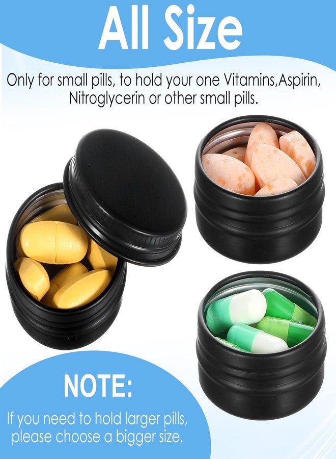 ElevateTech Metal Pill Organizer Box, 10 Pcs Portable Pill Case Travel Aluminum Alloy Pills Container Box for Purse Daily Medicines Storage Boxes Round Aluminum Tin Jars Containers, 10 mL, Black - Image 5